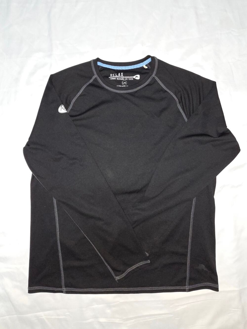 Tommy Bahama Black Performance Long Sleeve with Blue Neck Trim